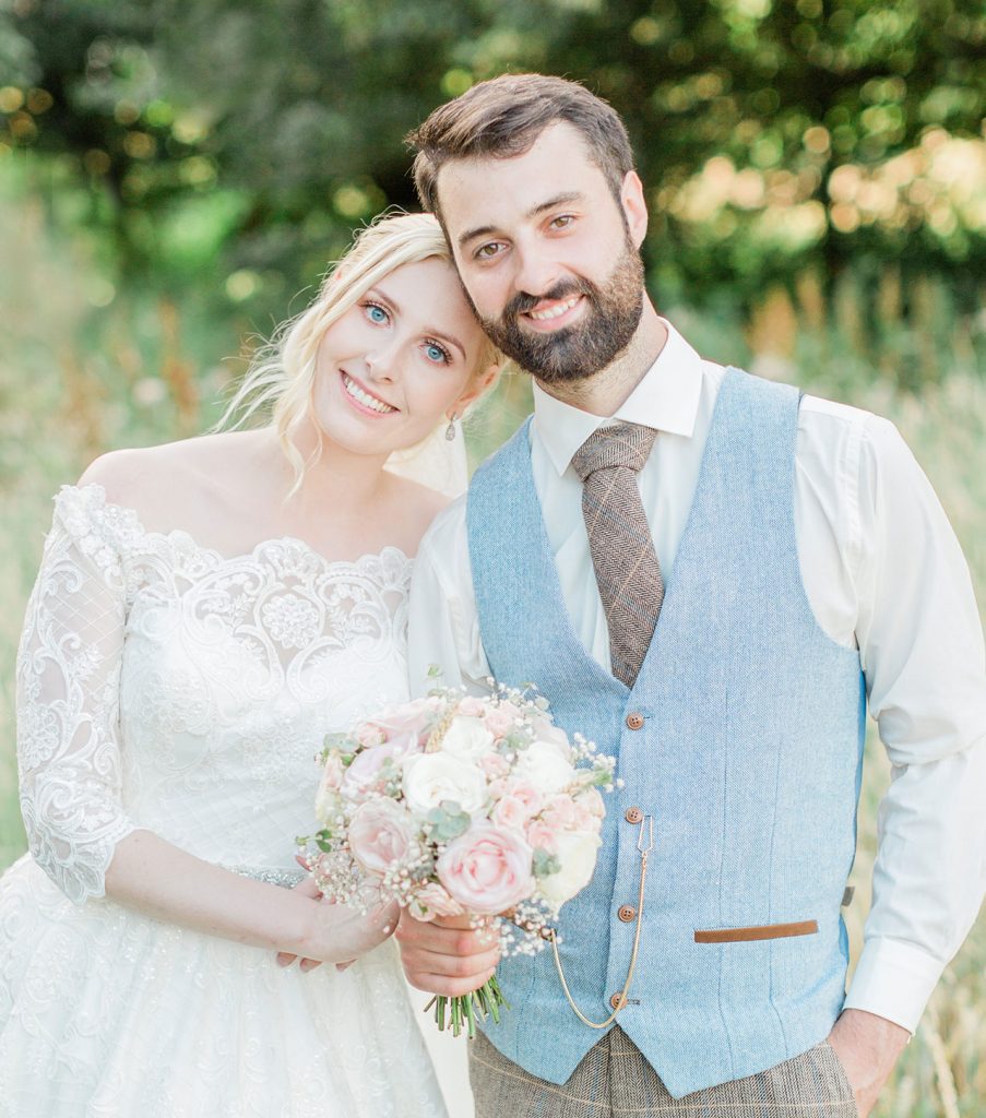 Bride and Groom portrait in northumberland field by North East Wedding Photographer Carn Patrick Photography