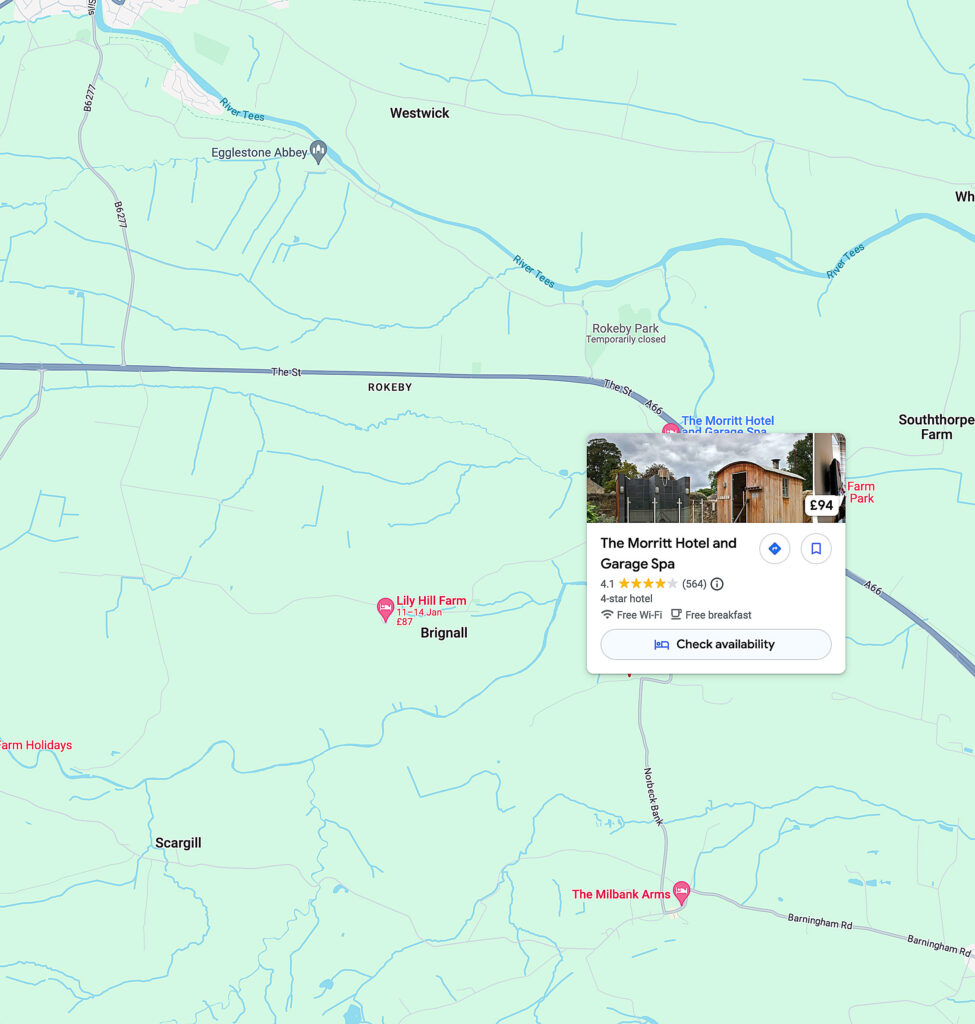 hotel map for recommended hotels close to runa farm